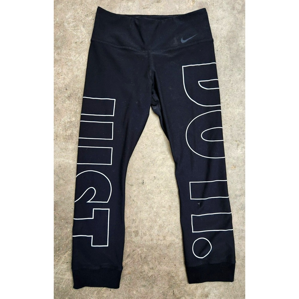 Nike Power Tight Fit Leggings Women's Small (Fits 25x22)  Black Capri Just Do It - Picture 8 of 10